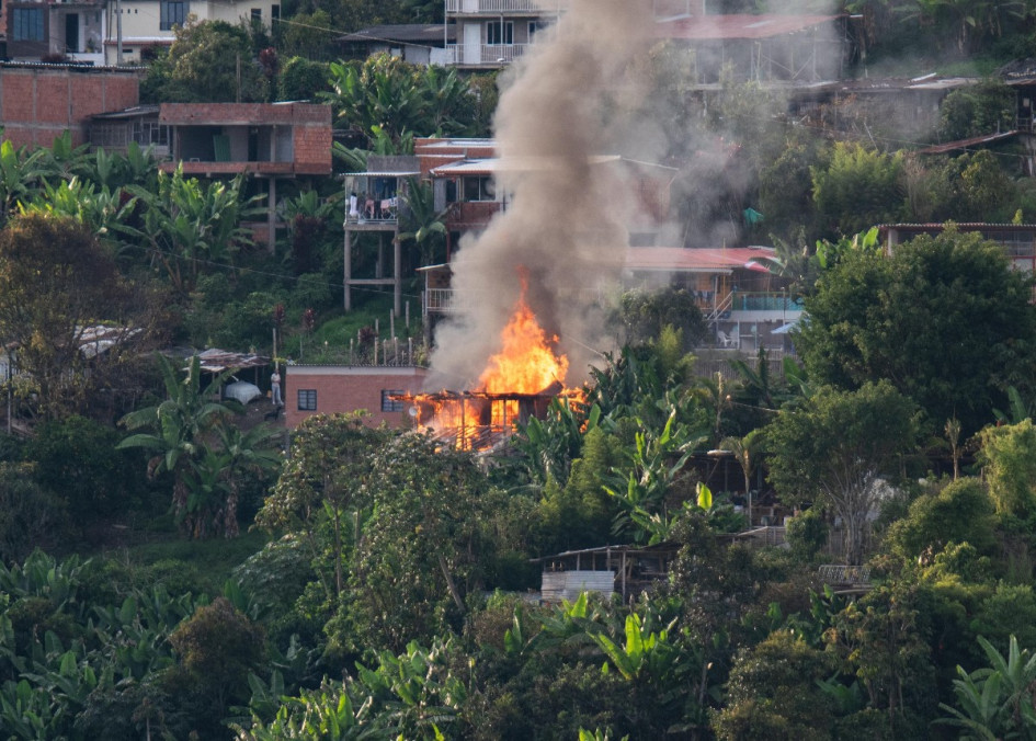 Imagen del incendio en Villa Jardín. 