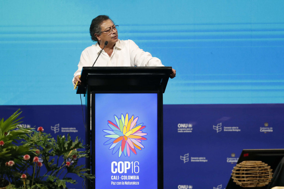 El presidente Gustavo Petro hace unas semanas en la COP16.