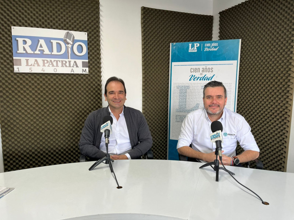 Omar Osma, presidente de Collective Mining, y Juan Pablo Arbeláez, director del Diálogo Multiactor del Acto Occidente Caldense. 