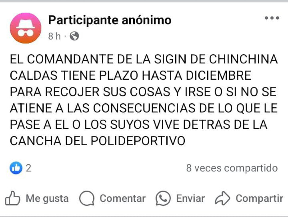 Mensaje dirigido a la Policía.