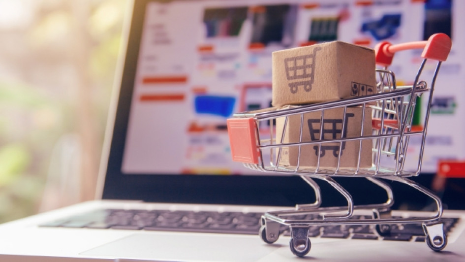 Carro de compras en un computador portatil