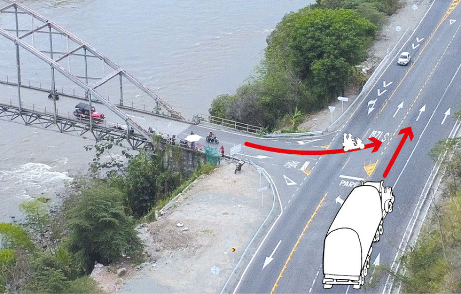 El cruce de La Felisa (Caldas), sobre la vía entre Manizales y Medellín, fue el sitio del accidente en el que murieron dos personas el pasado 9 de diciembre.