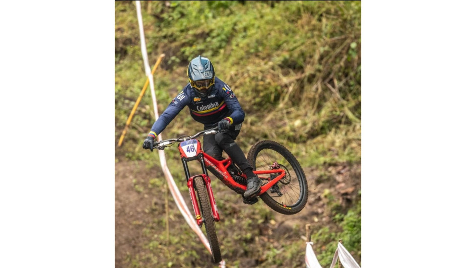 Juan José Jaramillo, caldense, ganador de la prueba de downhill en los Juegos Bolivarianos. 