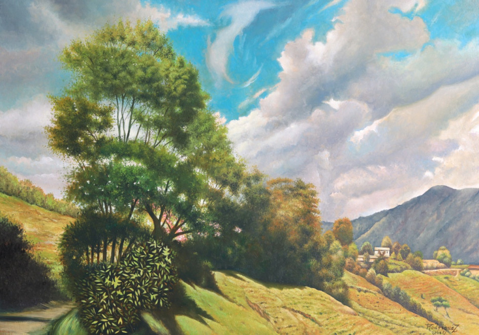 Salida a Manizales de Salamina. Óleo.