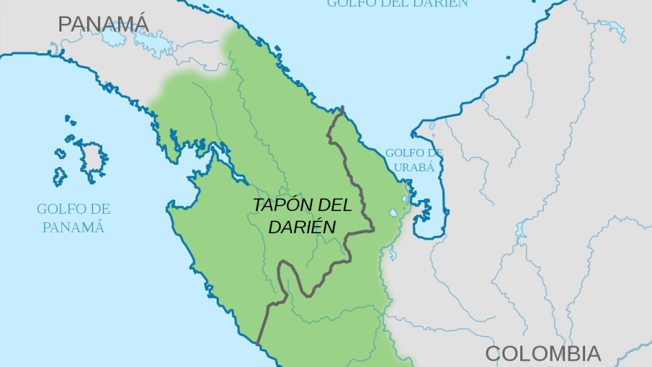 Mapa de la frontera entre Colombia y Panamá.