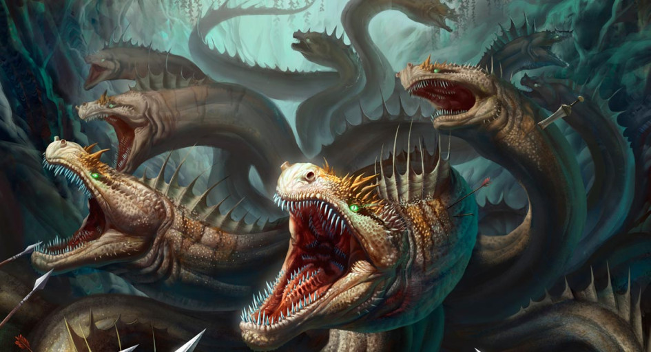 En la mitología griega, la Hidra de Lerna era una enorme​ y despiadada​ serpiente de agua  de múltiples cabezas,​ provista de colmillos​ y un aliento venenoso letal.