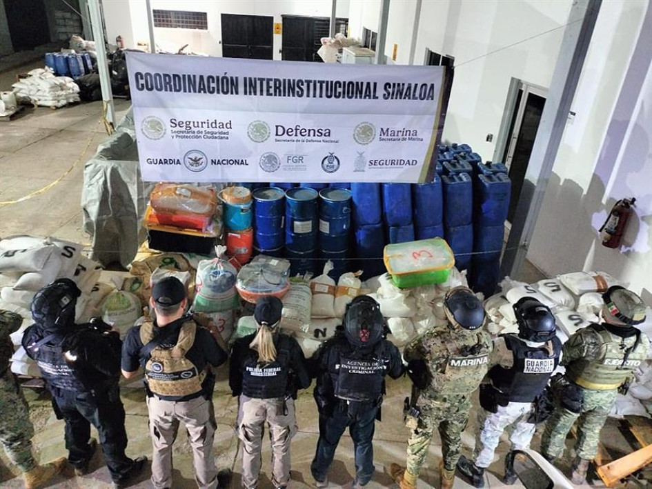 Decomiso de drogas en el estado de Sinaloa, en México.