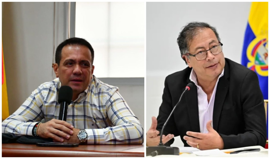 Fredy Saldaña, alcalde de La Dorada, y Gustavo Petro, presidente de Colombia.