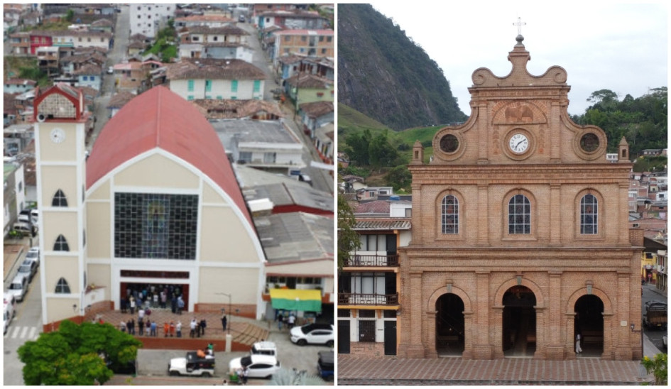 Parroquias de la Inmaculada Concepción, en Belalcázar, y de San Sebastián, en Riosucio, los dos templos habilitados por la Diócesis de Pereira para peregrinaciones durante el Jubileo 2025 en Caldas.