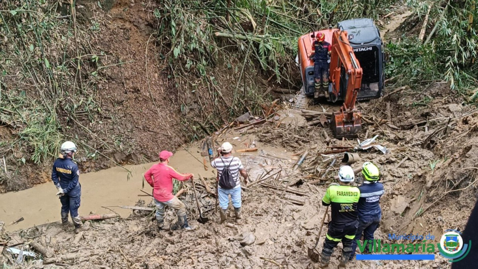 Sitio de la búsqueda en la vereda Los Cuervos, en Villamaría (Caldas).