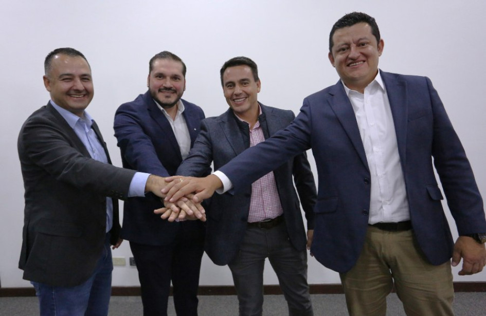 Ellos son los alcaldes que integran el Área Metropolitana del Centrosur de Caldas: Jonier Alejandro Ramírez (Villamaría), Jhon jairo Castaño (Neira), Jorge Eduardo Rojas (Manizales) y Álvaro Andrés Osorio (Palestina). 