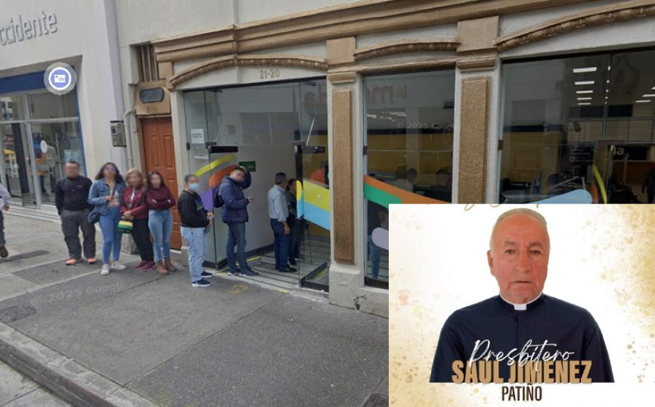 El sacerdote estaba en este banco.