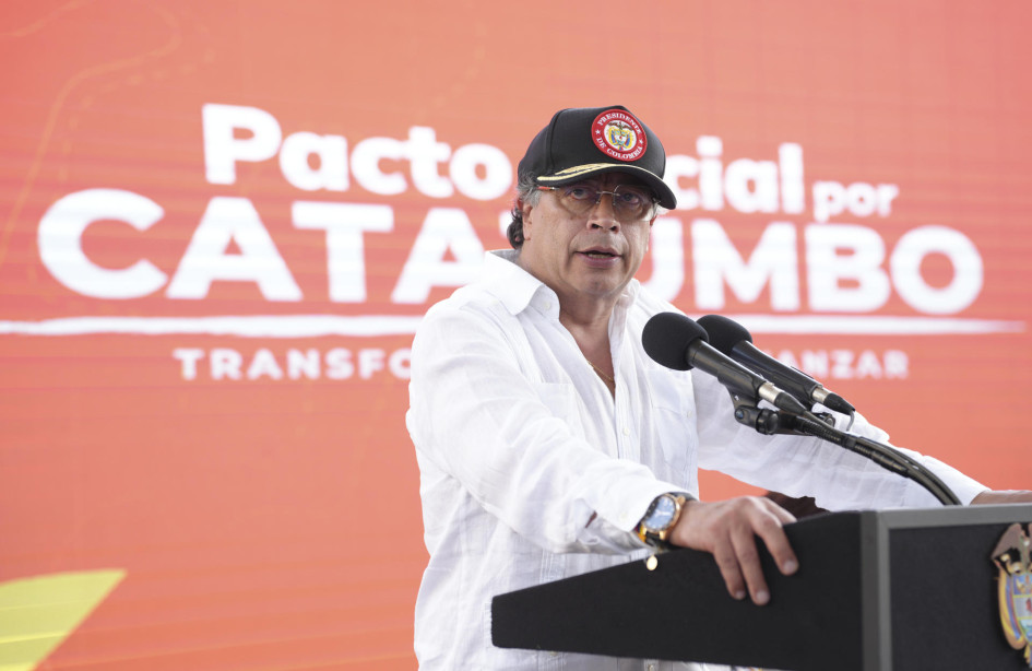 Gustavo Petro, presidente de Colombia durante un discurso en Tibú (Norte de Santander).