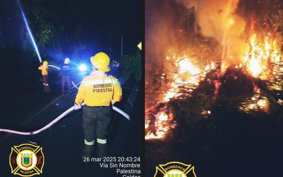 Bomberos de Palestina controlaron incendio forestal en Palestina (Caldas).