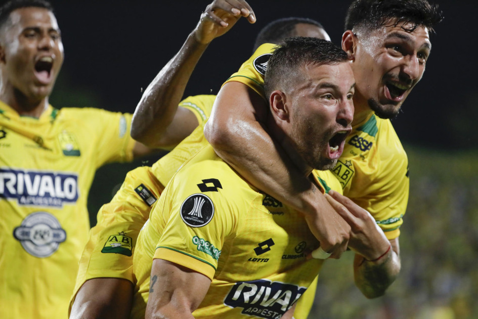 El argentino Luciano Pons marcó, en el 89, el gol del empate del Atlético Bucaramanga contra el Fortaleza brasileño en la Copa Libertadores.