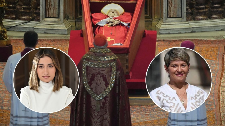 La ministra de Relaciones Exteriores, Laura Sarabia (izq.), y la primera dama, Verónica Alcocer, representarán al Estado colombiano en el funeral del papa Francisco, ante la imposibilidad del viaje del presidente, Gustavo Petro.