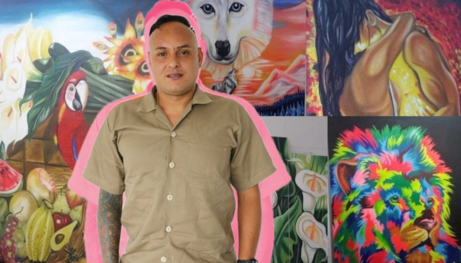 Foto | LA PATRIA   Jorge Alberto Valencia es un manizaleño de 35 años que pinta desde la cárcel La Blanca.