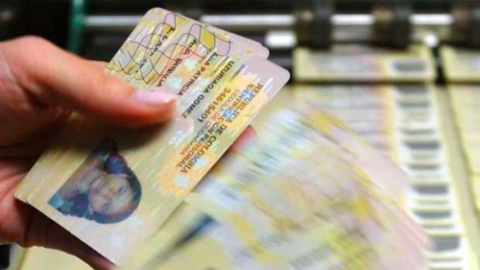 Persona con muchas cédulas de ciudadanía en las manos.