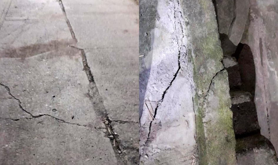 Las grietas en la carrera quinta, entre las calles 9 y 10 del barrio Palenque (Salamina).