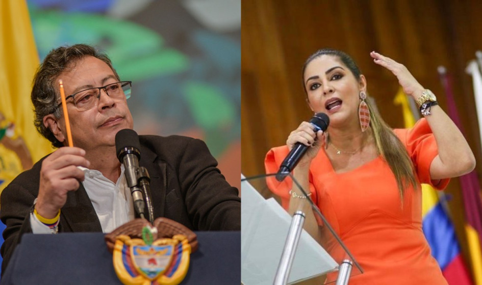 Gustavo Petro, presidente de Colombia, y Adriana Matiz, gobernadora del Tolima.