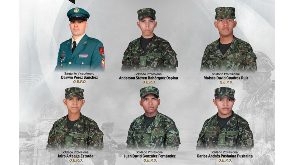 Militares que murieron en el ataque en Guaviare.