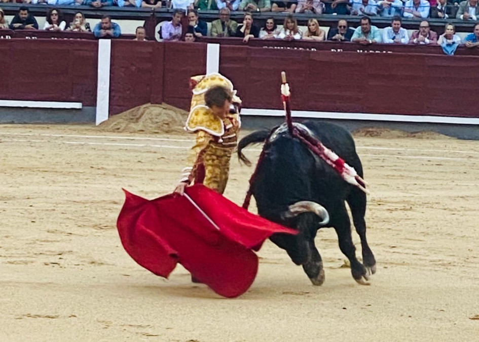 Foto | Victor Diusabá Rojas | LA PATRIA  Muletazo de Román, quien cortó la única oreja del festejo.