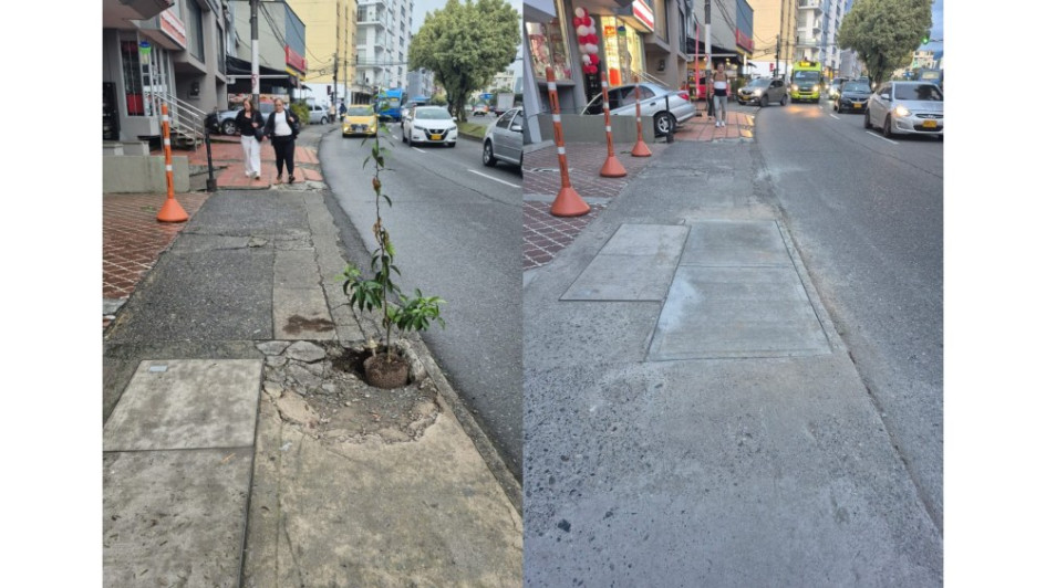 Así quedó el hueco arreglado en la carrera 23 #55-55. 