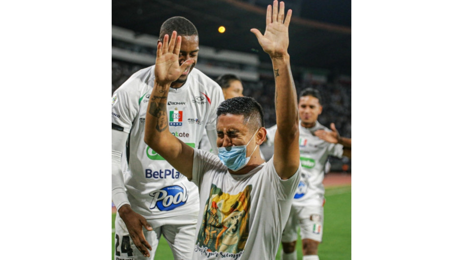 Jerson Malagón anotó ante Millonarios su primer gol con la camiseta del Once Caldas. Su dedicatoria hizo que la Dimayor lo sancionara.