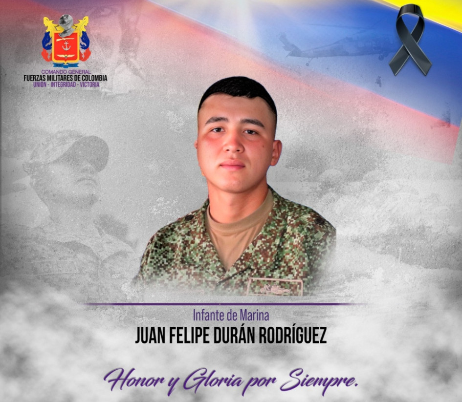 Juan Felipe Durán Rodríguez, infante de marina asesinado en Girón (Santander).