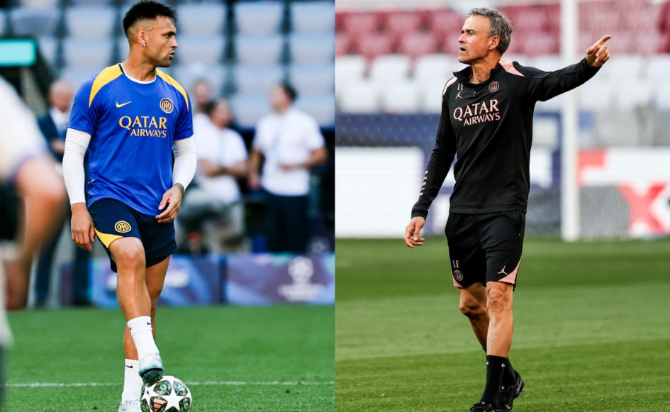 Lautaro Martínez y Luis Enrique