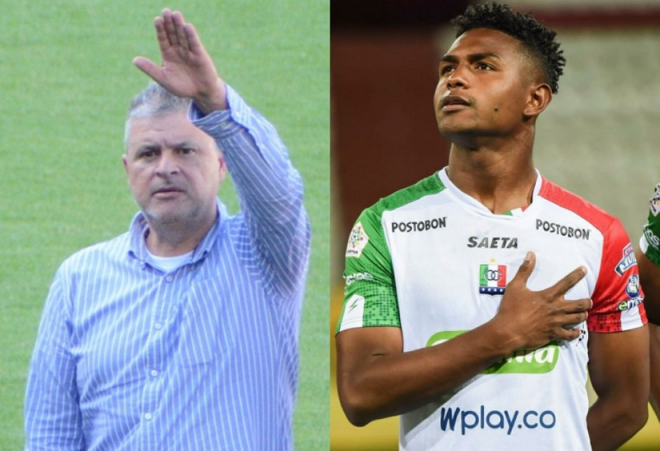 Tulio Mario Castrillón (izq.), expresidente del Once Caldas, vinculado a la investigación por supuesto veto o bloqueo a jugadores, por el caso de Jesús David Marimón (der.).