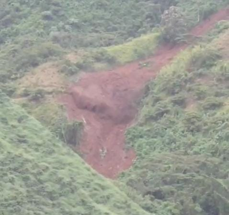 Esta es la zona en donde ocurrió el deslizamiento en Marsella (Risaralda)