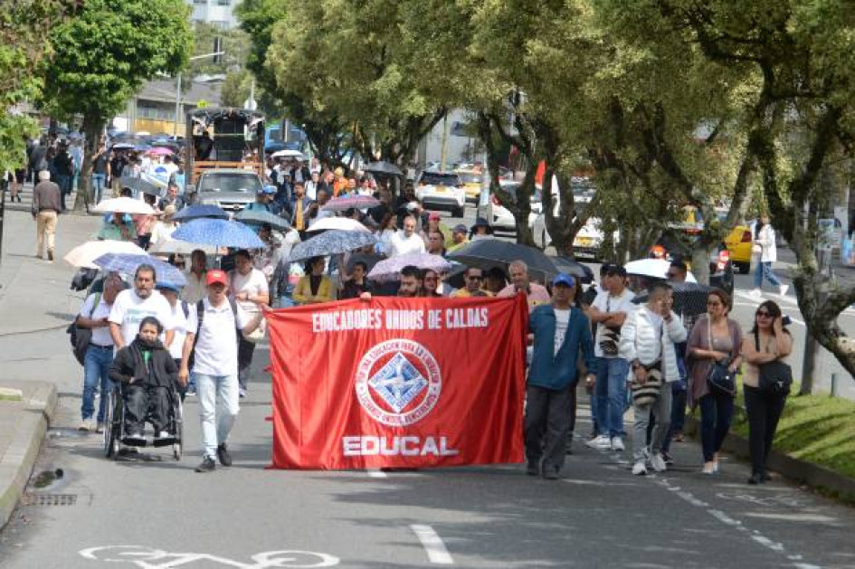 Foto I Freddy Arango I LA PATRIA  Los docentes de Caldas concluirán este miércoles 28 de mayo del 2025 los  tres días de paro. El próximo cese está previsto para el 9 de junio, un día después efectuarán la llamada Toma de la Fiduprevisora.