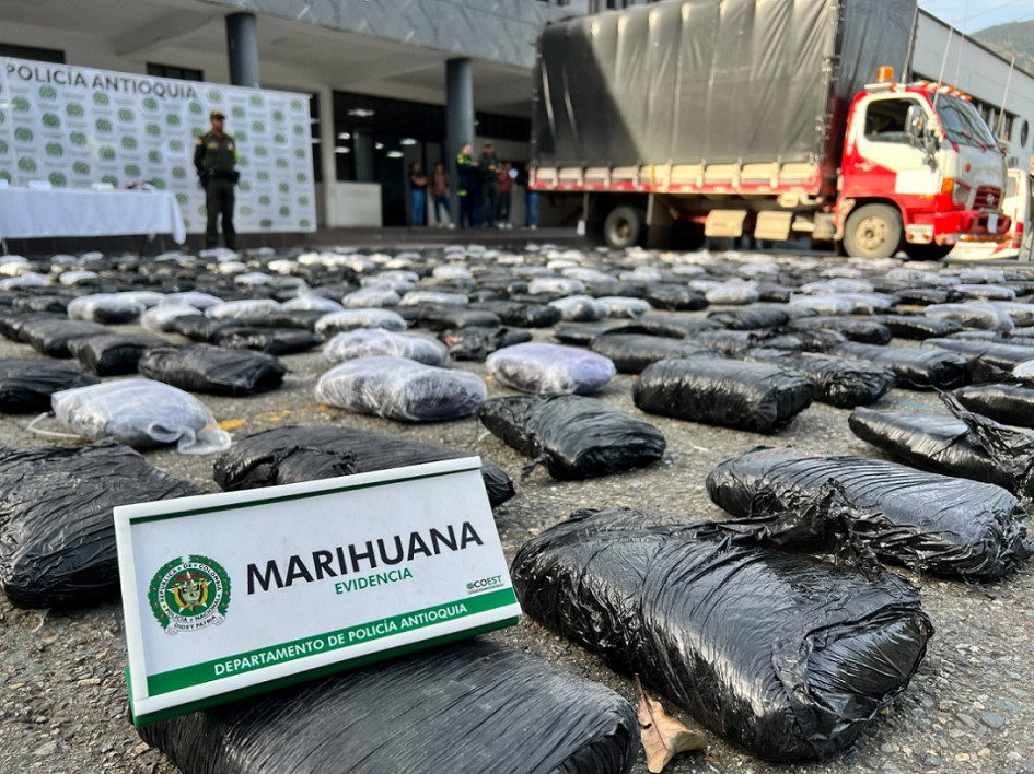 De acuerdo con la Policía, los 610 kilogramos de marihuana tenían como destino a Medellín.
