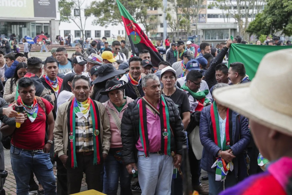 captados el pasado 28 de abril en las instalaciones de la Universidad Nacional, antes de participar en las marchas del 1 de mayo, en Bogotá