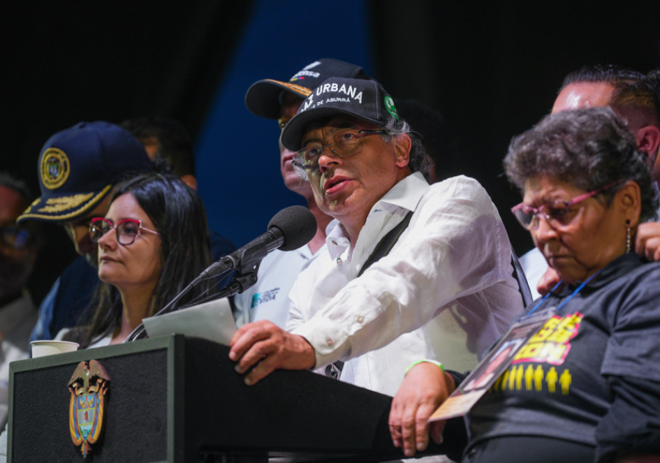 El presidente, Gustavo Petro, este sábado en Medellín.