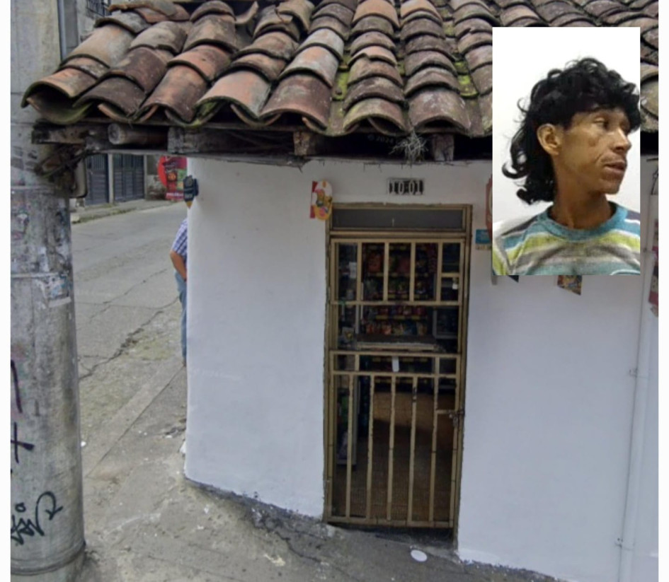 Fredy Arias Ramírez y la tienda afectada.