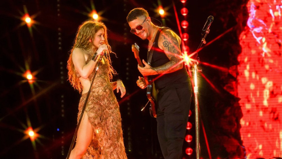 Shakira y Alejandro Sanz en el concierto en Miami. 