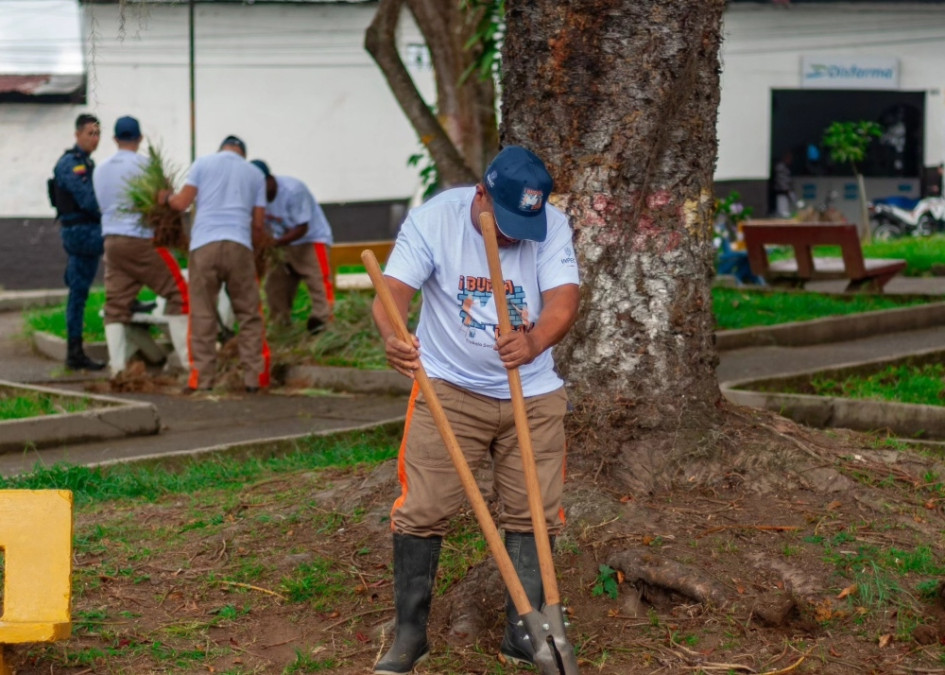 Varios internos participaron en el arreglo de parques, como este en Anserma.