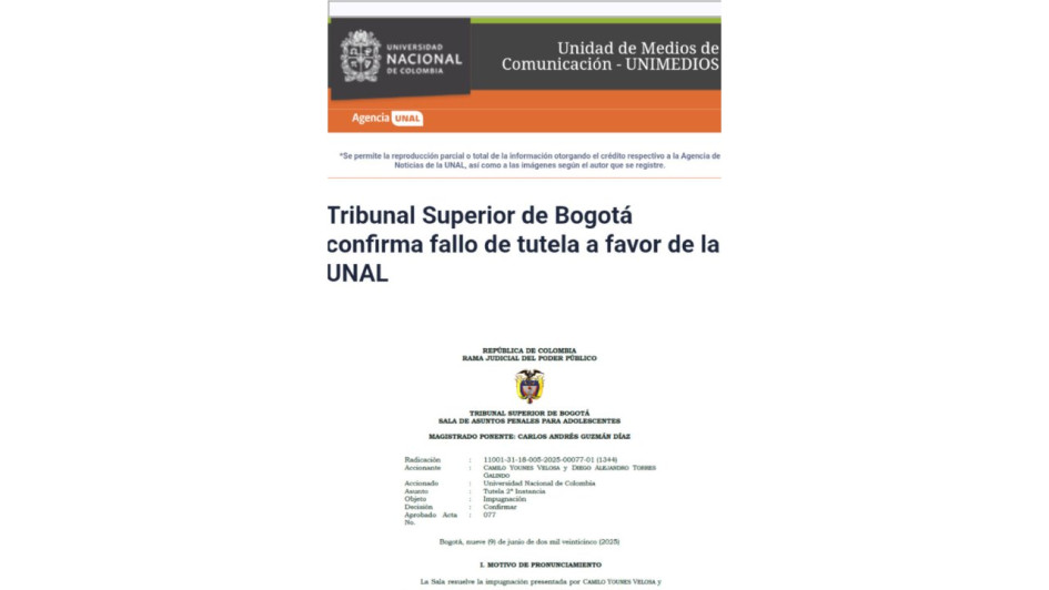 La Universidad Nacional de Colombia podrá mantener la publicación del informe sobre evaluación a entidades sin ánimo de lucro. Así lo determinó el Tribunal Superior de Bogotá.