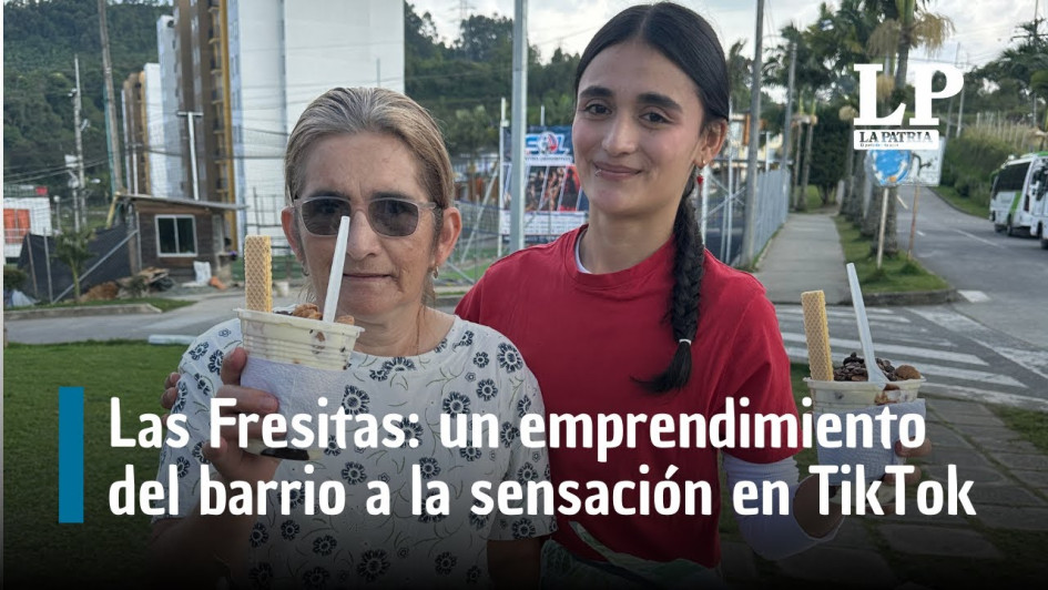 María Camila Cortés y su abuela María del Carmen Benjumeda Arboleda, en la portada del video para LA PATRIA.