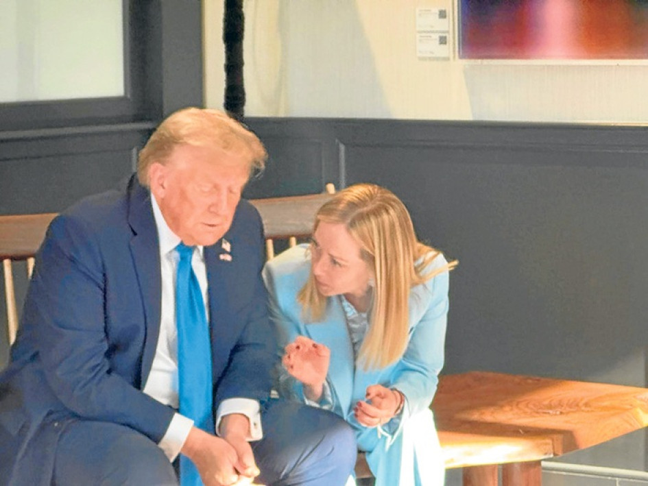 Foto | EFE | LA PATRIA El presidente estadounidense Donald Trump y la primera ministra italiana Giorgia Meloni en la cumbre del G7 en Kananaskis.