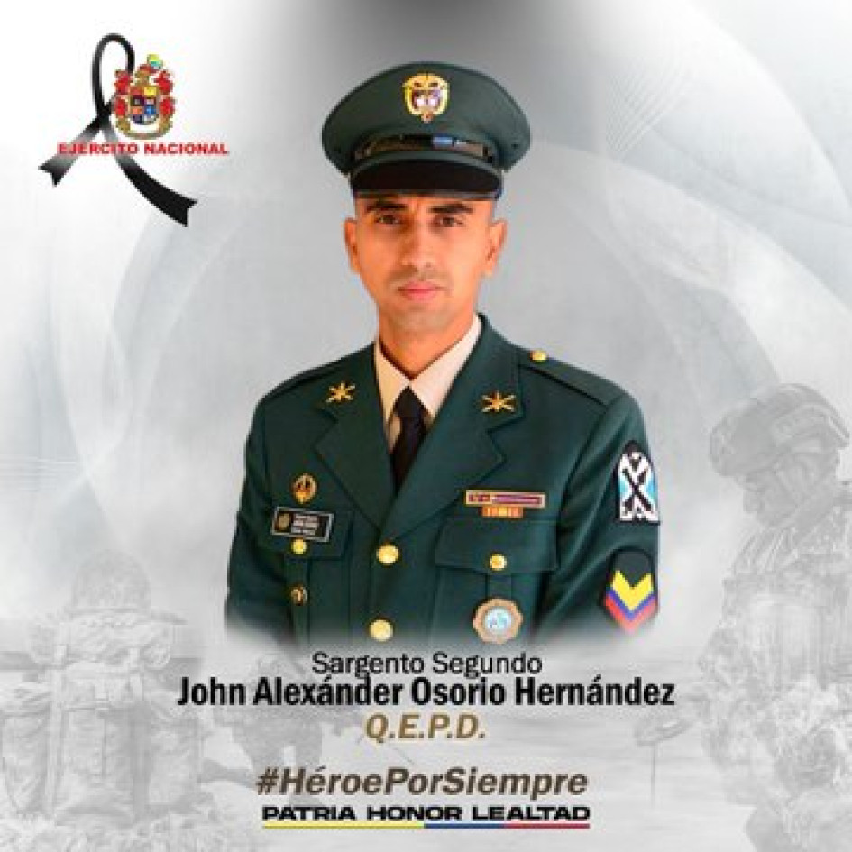 Foto| LA PATRIA  Sargento segundo John Alexánder Osorio Hernández.