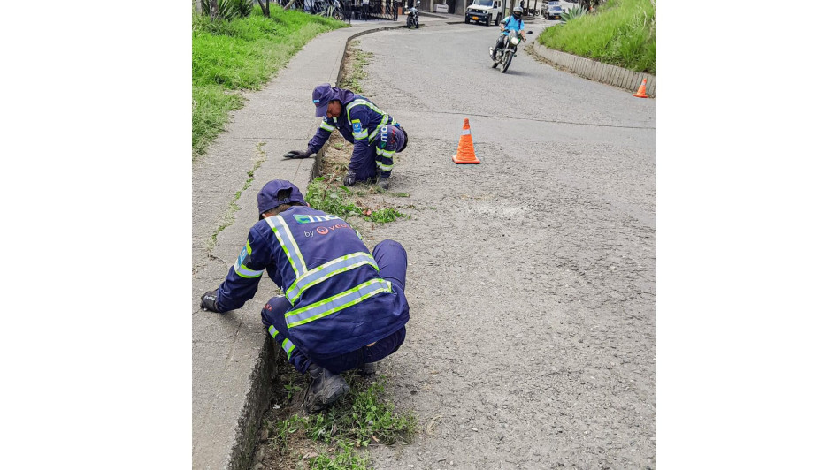 Los funcionarios de Emas durante la intervención en Anserma.