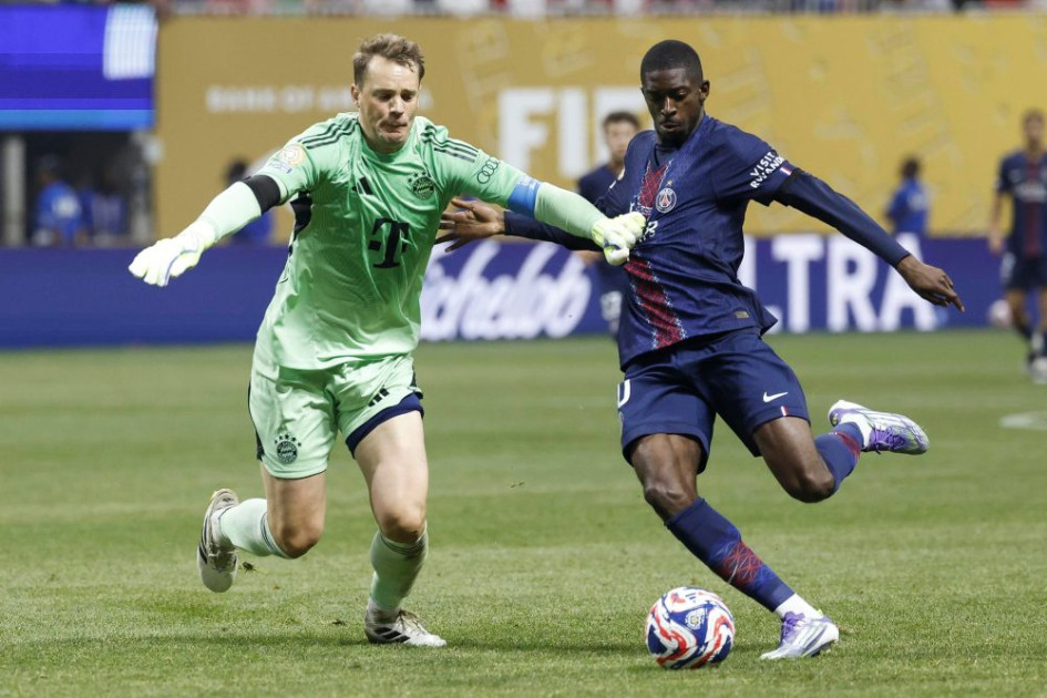 Dembelé, autor del segundo tanto para el equipo parisino con el portero alemán Manuel Neuer. 