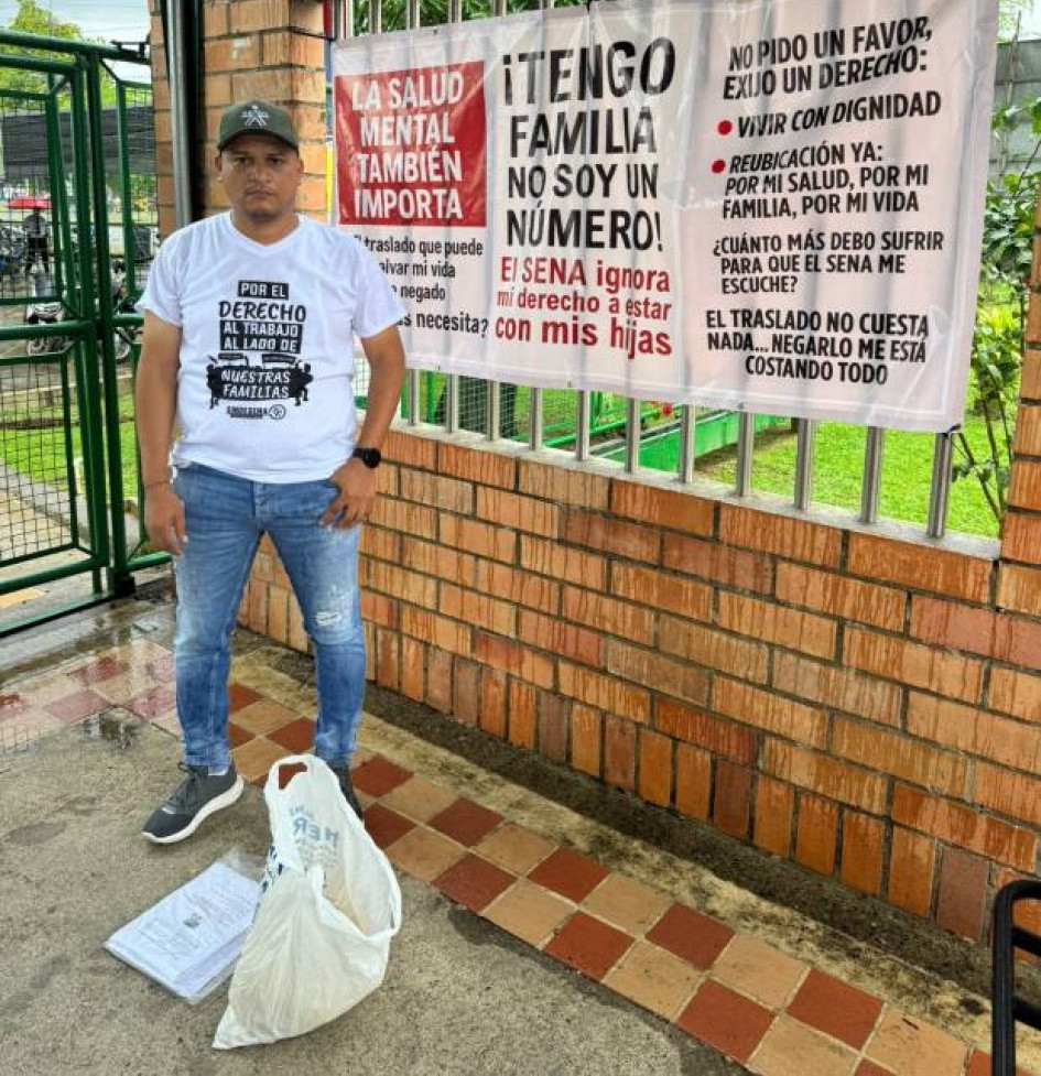 Foto I Cortesía para LA PATRIA  Alan David Medina Castaño, funcionario del Sena Caldas, que busca ser traslado a la misma entidad en Apartadó (Antioquia). Está en huelga de hambre en Apartadó.