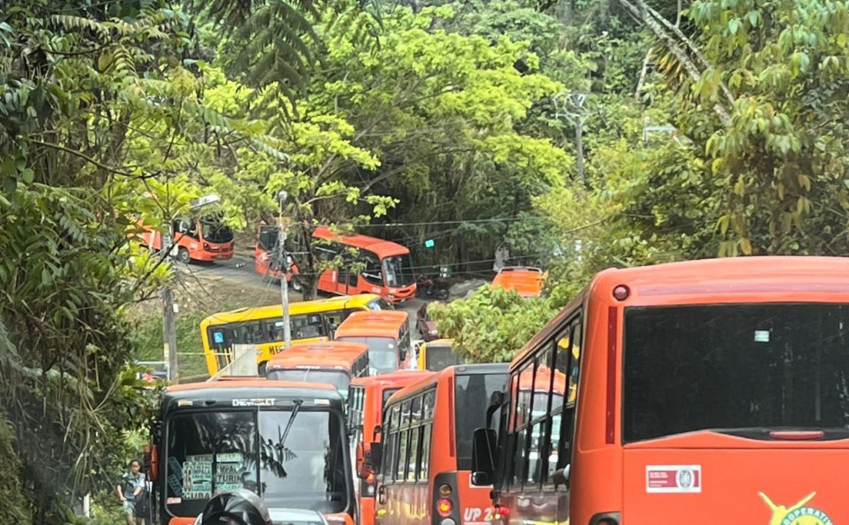 Hasta dos horas de espera para abordar un articulado del Megabús que los llevara a Villa Santana además de la nula presencia de agentes de tránsito 