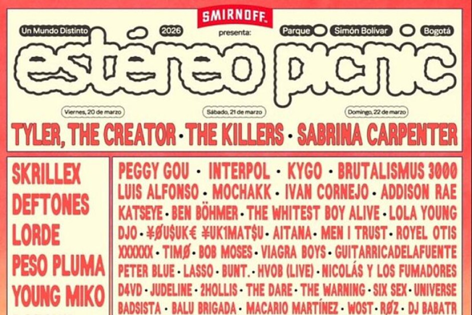 Cartel oficial del Festival Estéreo Picnic 2026.