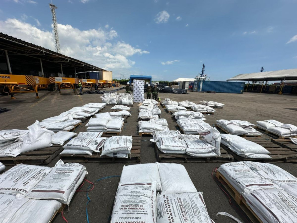 2,8 toneladas de clorhidrato de cocaína estaban camufladas en un cargamento de panela pulverizada. 