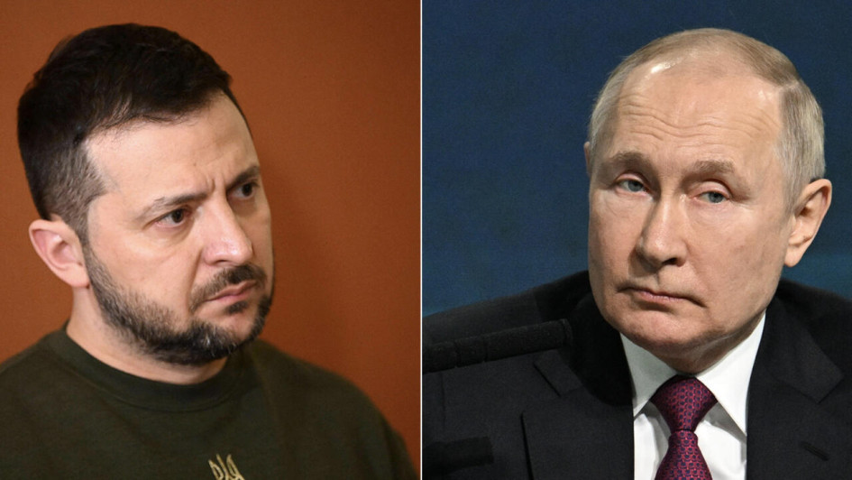 Volodímir Zelenski y Vladímir Putin, presidentes de Ucrania y Rusia.